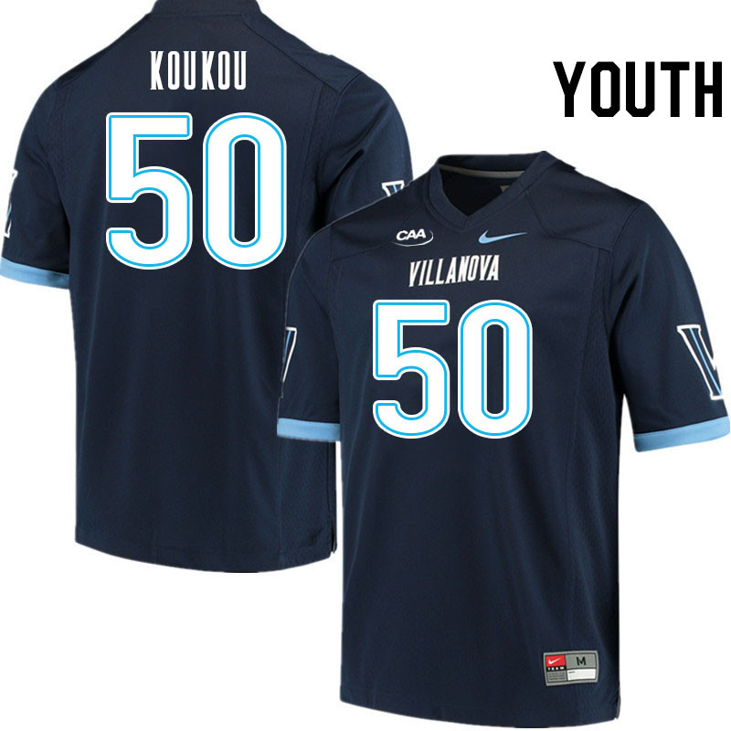 Youth #50 AJ Koukou Villanova Wildcats College Football Jerseys Stitched Sale-Navy